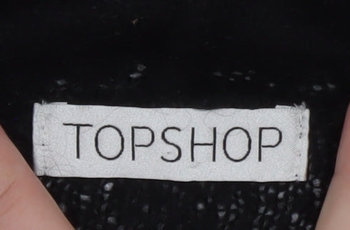 Topshop Women’s Black & White Striped V-Neck Mohair Jumper Size 8