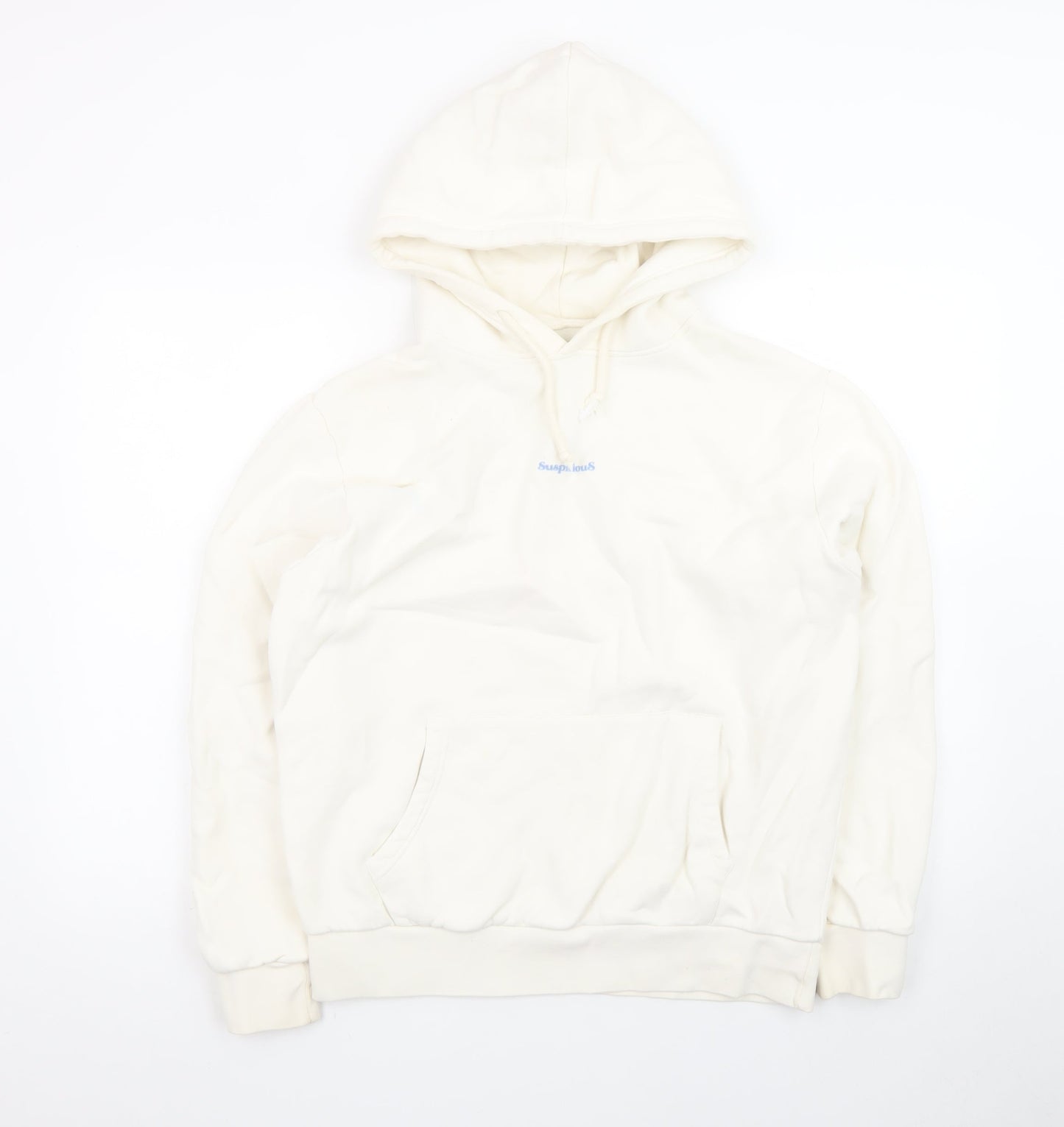Suspicious Antwerp Men’s Ivory Pullover Hoodie M Logo Graphic Fleece