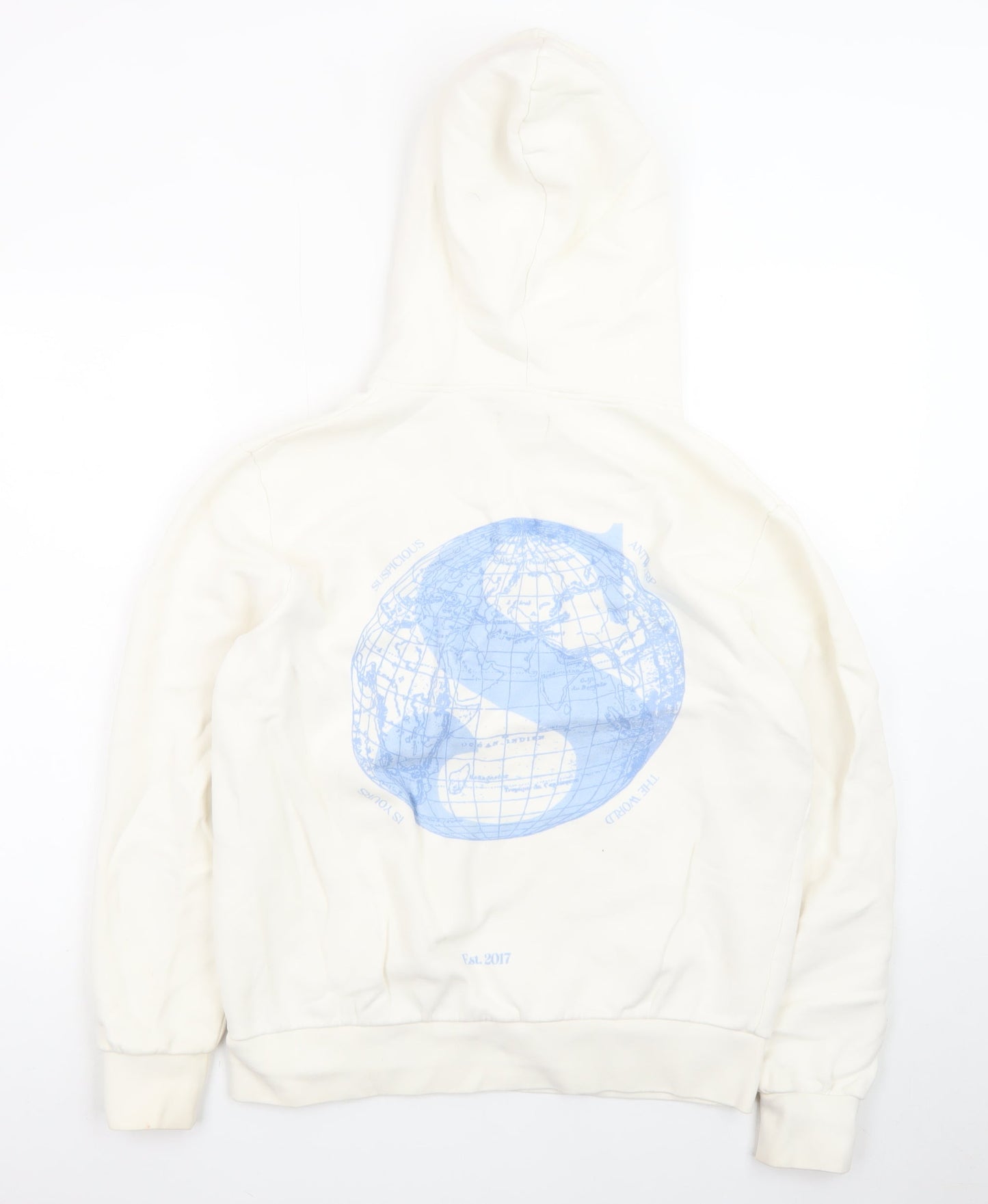 Suspicious Antwerp Men’s Ivory Pullover Hoodie M Logo Graphic Fleece