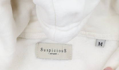 Suspicious Antwerp Men’s Ivory Pullover Hoodie M Logo Graphic Fleece