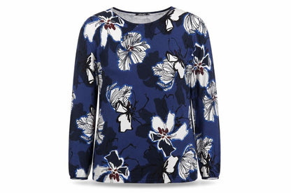Olsen Women's Blue Floral Long Sleeve Pullover Jumper Size 18