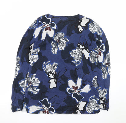 Olsen Women's Blue Floral Long Sleeve Pullover Jumper Size 18