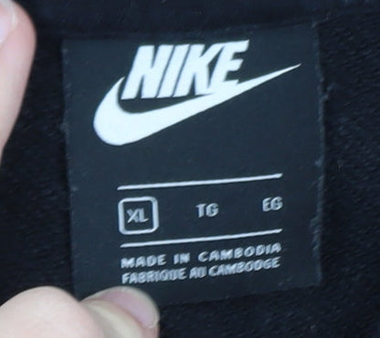 Nike Men's Black XL Pullover Hoodie with Logo Front Fleece