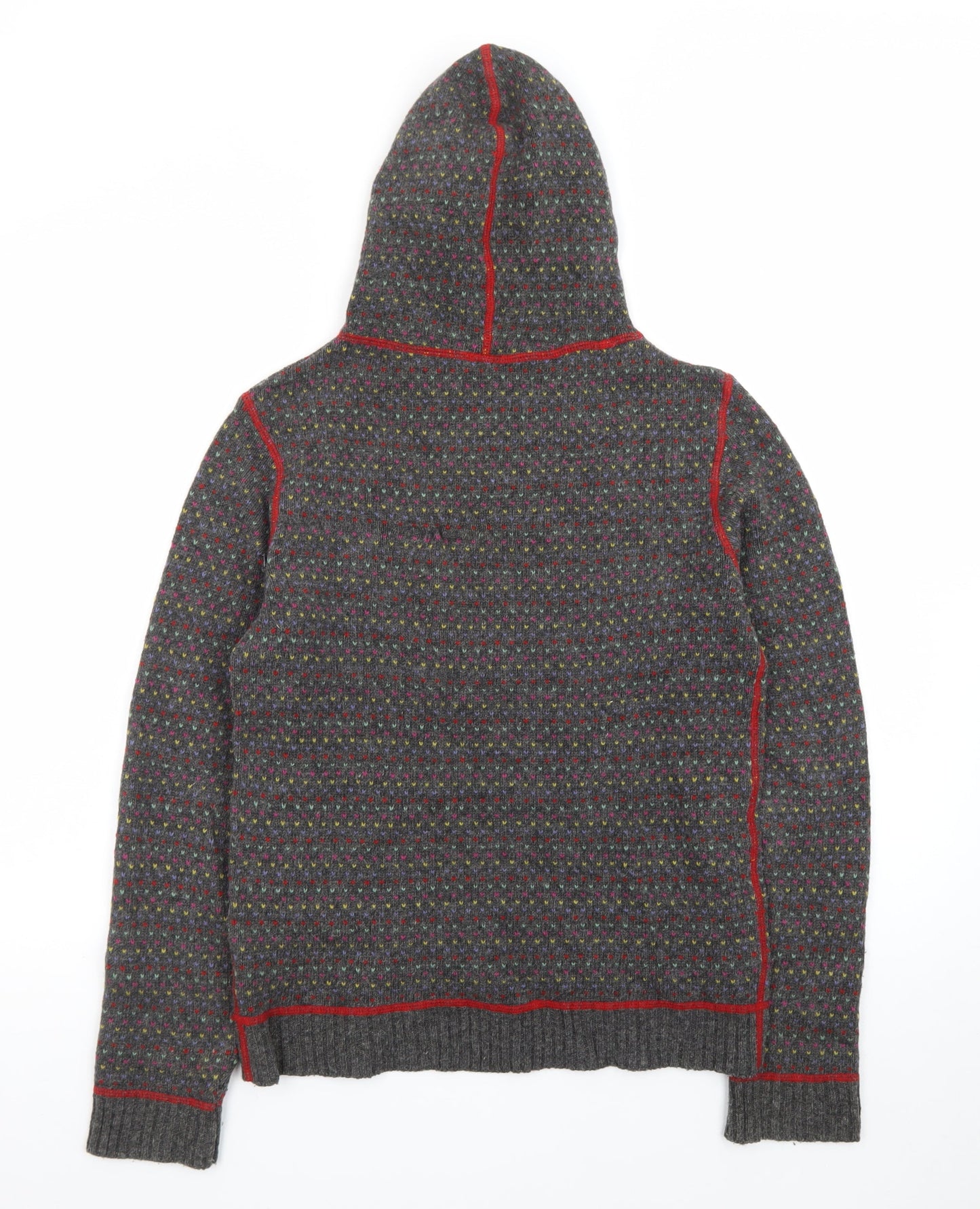 Free People Women's Grey Wool Hooded Pullover Jumper Size M