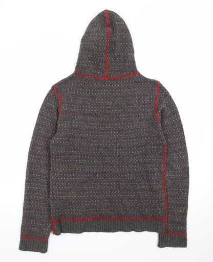 Free People Women's Grey Wool Hooded Pullover Jumper Size M