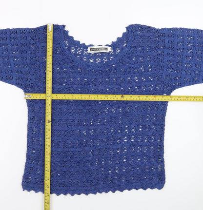 South Lodge Womens Blue Crochet Pullover Jumper Size 14