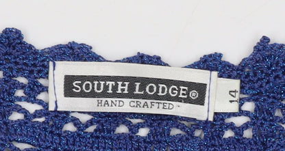 South Lodge Womens Blue Crochet Pullover Jumper Size 14