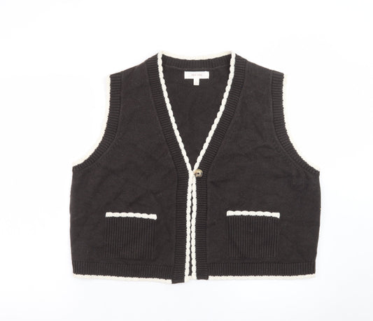 Marks and Spencer Women’s Black Knit Vest Size L V-Neck Cotton