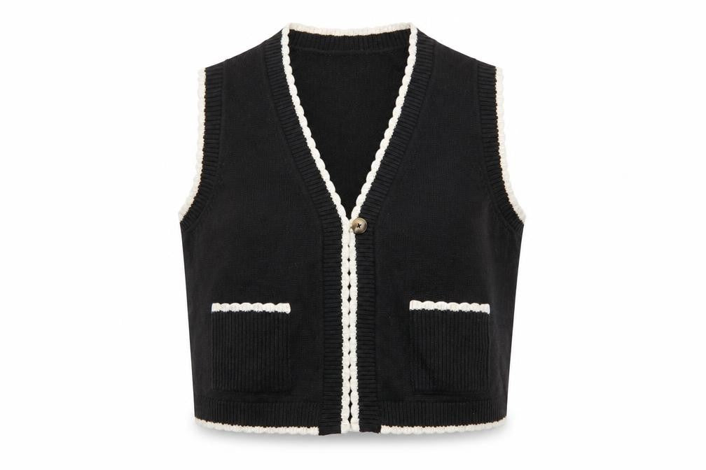 Marks and Spencer Women’s Black Knit Vest Size L V-Neck Cotton