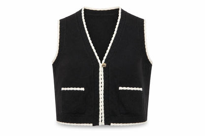 Marks and Spencer Women’s Black Knit Vest Size L V-Neck Cotton
