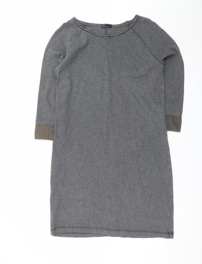 GAP Women Grey Cotton Jersey Shift Dress Size M 3/4 Sleeve