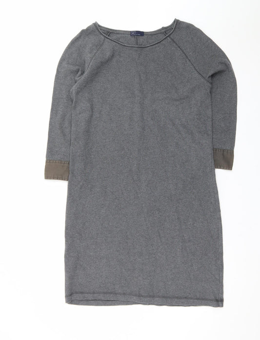 GAP Women Grey Cotton Jersey Shift Dress Size M 3/4 Sleeve