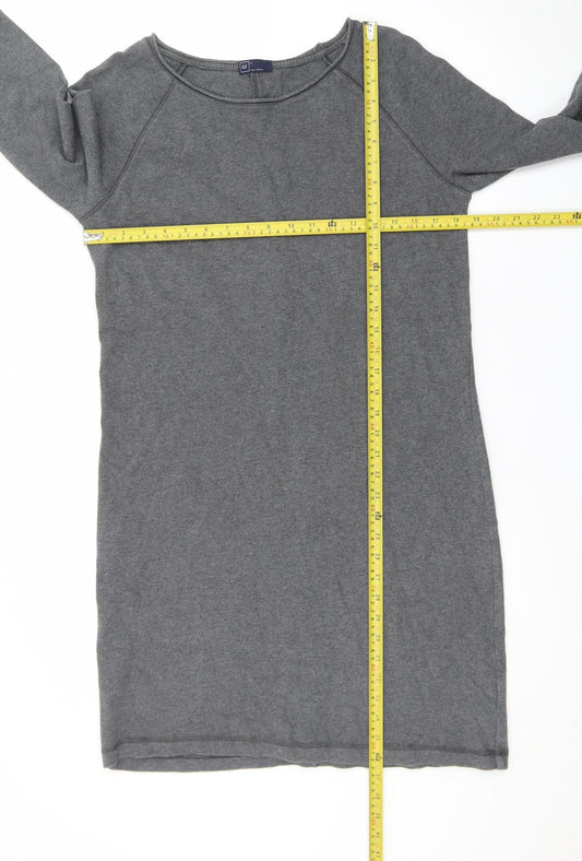 GAP Women Grey Cotton Jersey Shift Dress Size M 3/4 Sleeve
