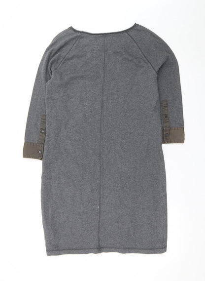 GAP Women Grey Cotton Jersey Shift Dress Size M 3/4 Sleeve