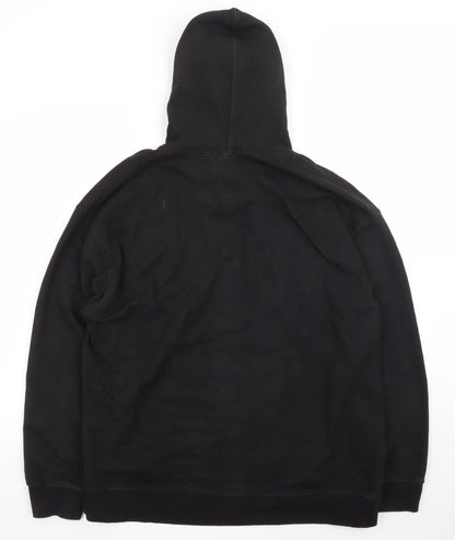 boohooMAN Men's Black Pullover Hoodie L Regular Fit Graphic Logo