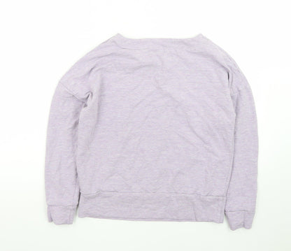 Oliver Bonas Women’s Purple Boat Neck Button Pullover Jumper Size 8