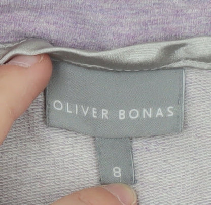 Oliver Bonas Women’s Purple Boat Neck Button Pullover Jumper Size 8