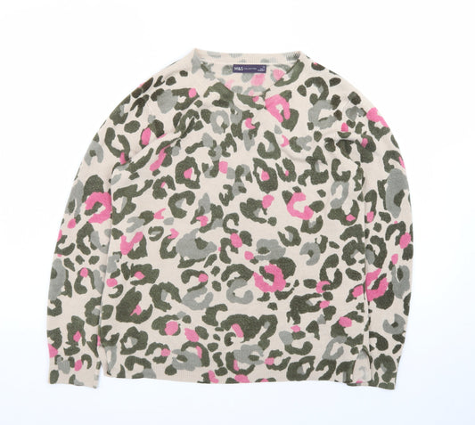 Marks and Spencer Women’s Multicoloured Animal Print Crew Neck Jumper Size 12