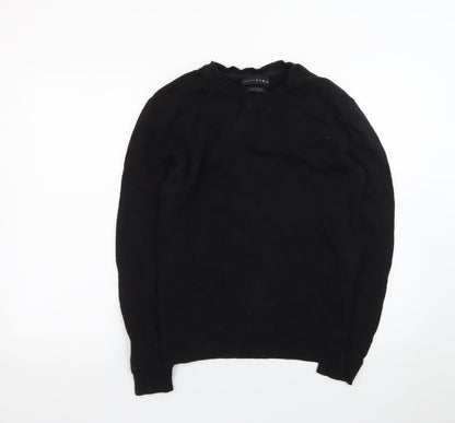 Zara Men Black Cotton Crew Neck Pullover Jumper Size S