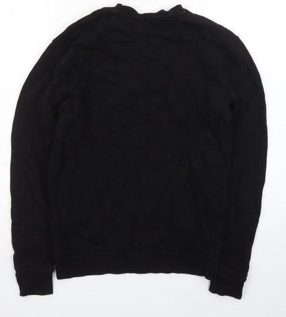 Zara Men Black Cotton Crew Neck Pullover Jumper Size S