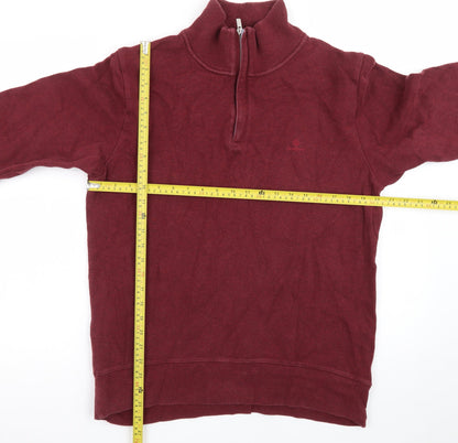 GANT Men's Red Cotton 1/4 Zip Mock Neck Sweatshirt Size L