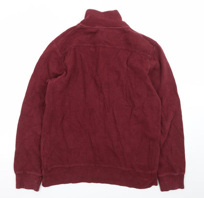 GANT Men's Red Cotton 1/4 Zip Mock Neck Sweatshirt Size L