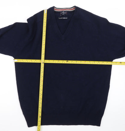 Marks and Spencer Blue Harbour Men's Blue Wool V-Neck Jumper M