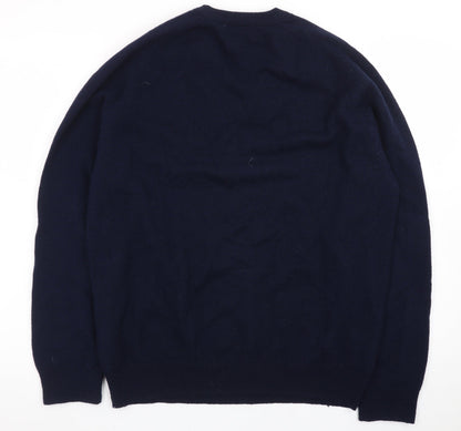 Marks and Spencer Blue Harbour Men's Blue Wool V-Neck Jumper M