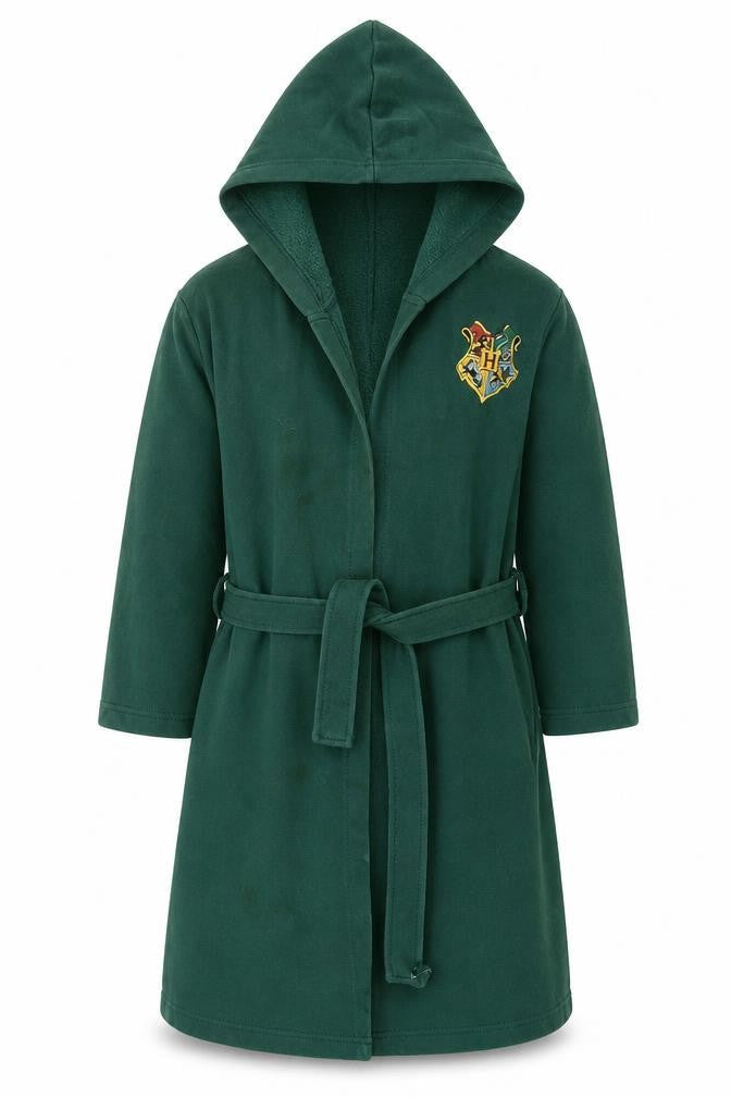 H&M Boys Green Harry Potter Hogwarts Hooded Fleece Robe 8-10 Years