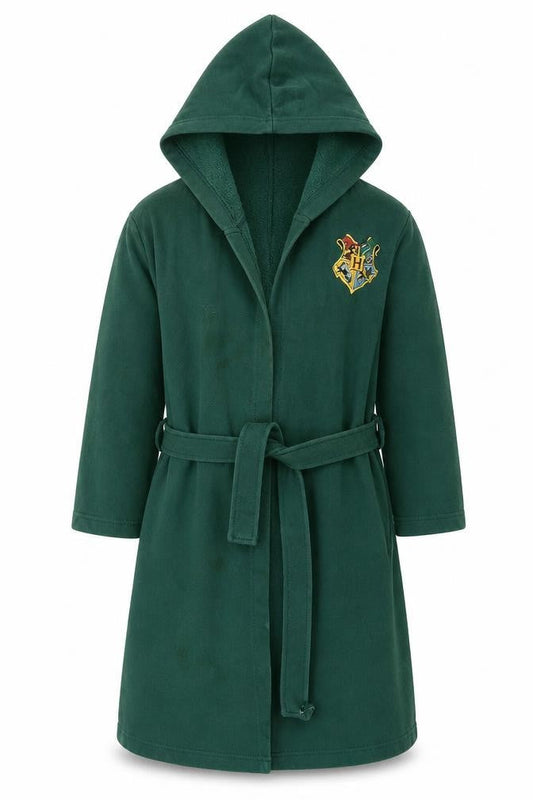 H&M Boys Green Harry Potter Hogwarts Hooded Fleece Robe 8-10 Years