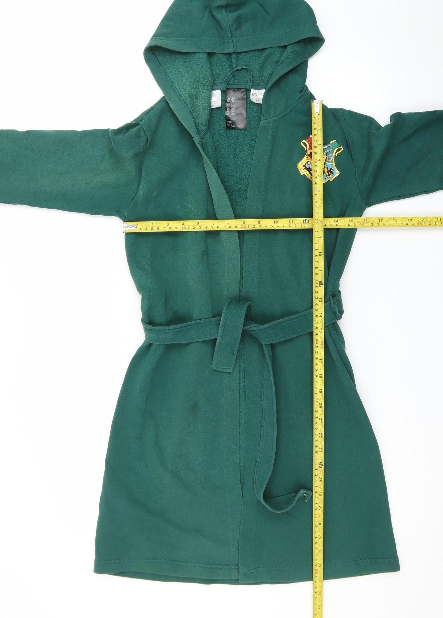 H&M Boys Green Harry Potter Hogwarts Hooded Fleece Robe 8-10 Years