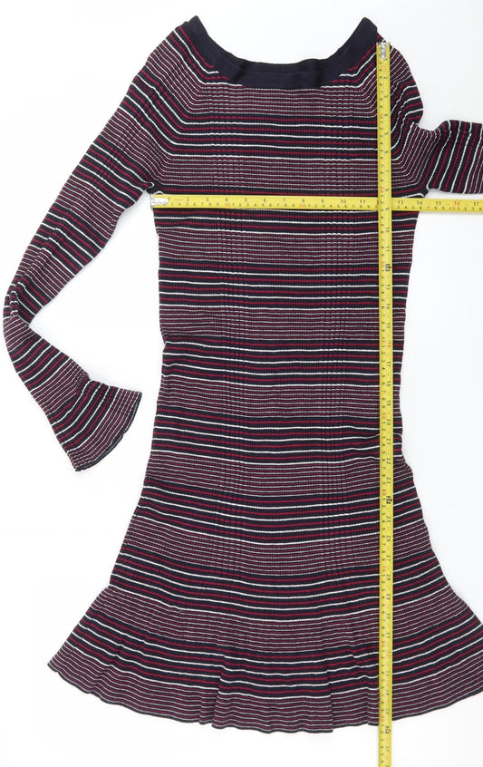 Next Women’s Multicoloured Striped Knit Fit & Flare Dress Size 14