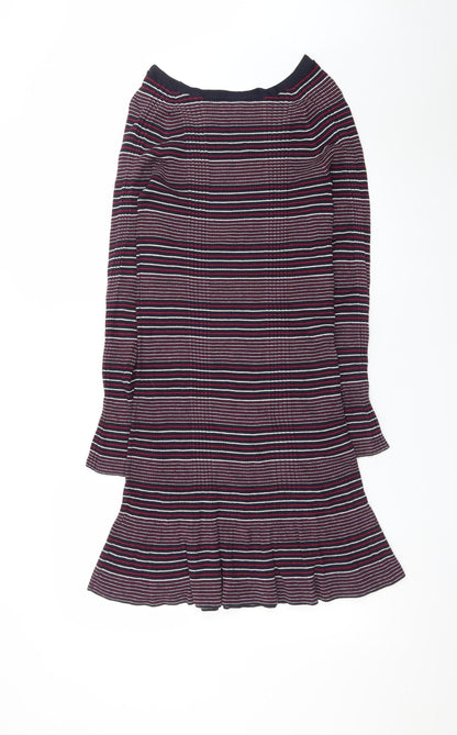 Next Women’s Multicoloured Striped Knit Fit & Flare Dress Size 14