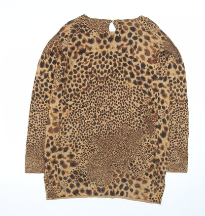 Next Women’s Brown Leopard Print Shift Dress Size 16 Long Sleeve