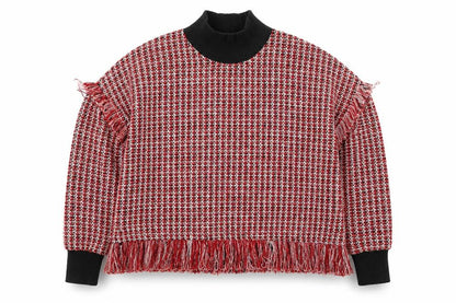 Zara Women Red High Neck Chunky Knit Wool Blend Pullover Jumper Size 12