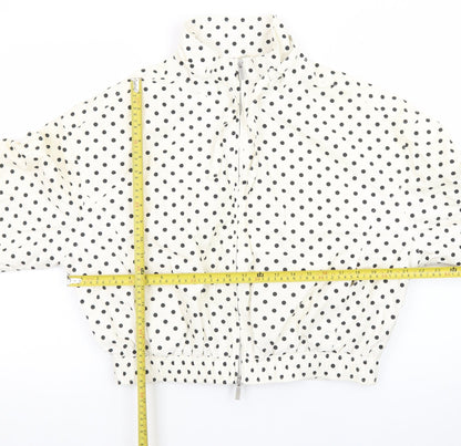 Marks and Spencer Women's White Polka Dot Bomber Jacket Size S