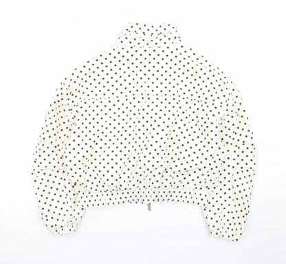 Marks and Spencer Women's White Polka Dot Bomber Jacket Size S