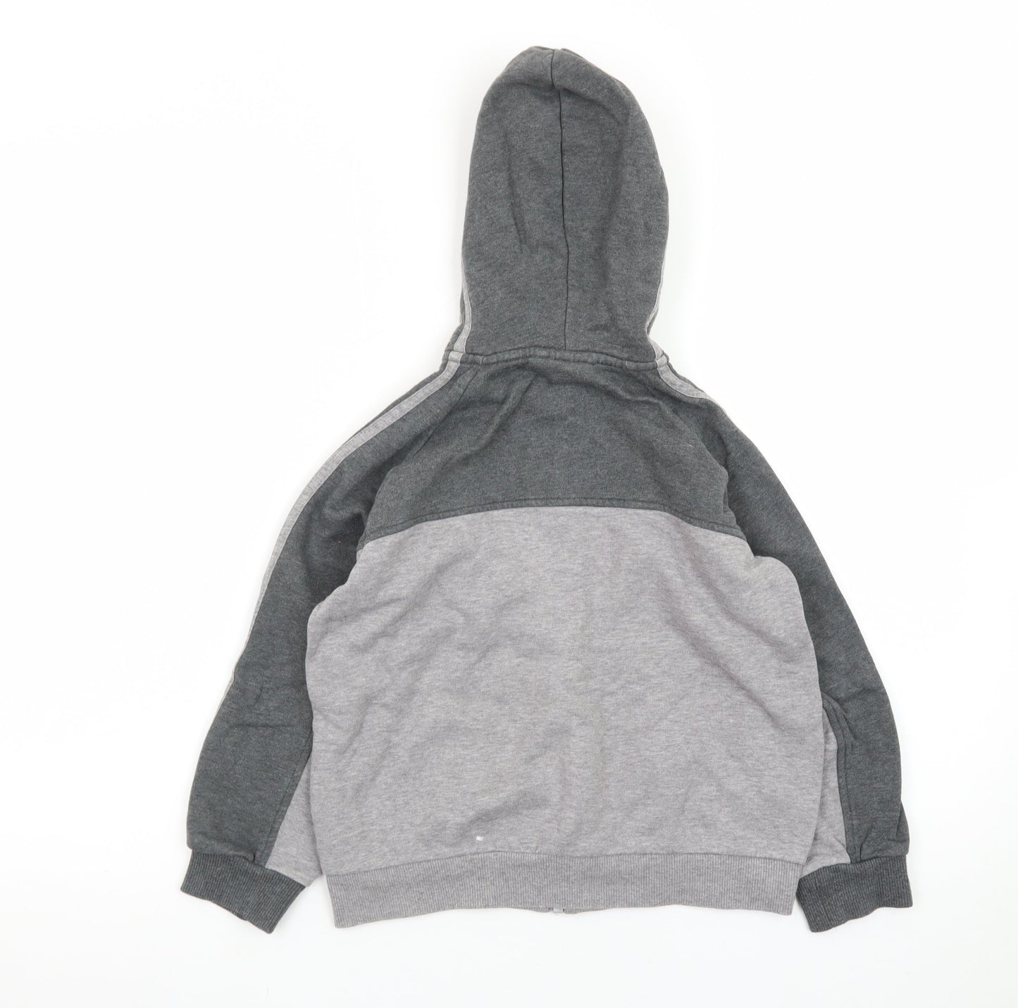 Adidas Boys Grey Full Zip Hoodie 7-8 Years Fleece Lined Sportswear