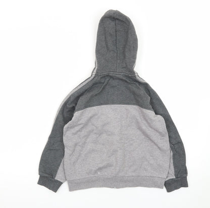 Adidas Boys Grey Full Zip Hoodie 7-8 Years Fleece Lined Sportswear