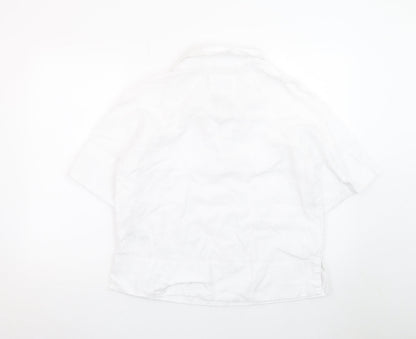 Jaeger Women’s White Linen Collared Short Sleeve Blouse Size 10