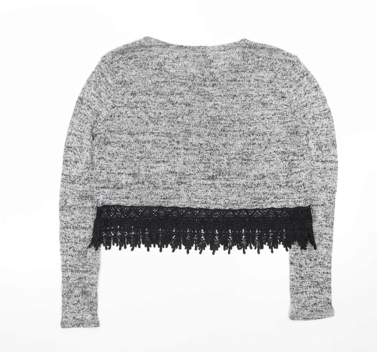 H&M Women’s Grey Lace Hem Pullover Jumper Size S