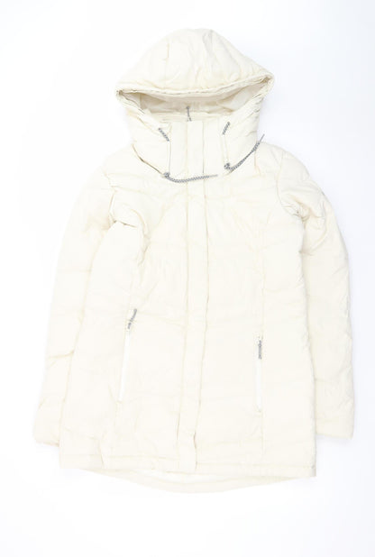 Columbia Women Ivory Long Hooded Puffer Coat L
