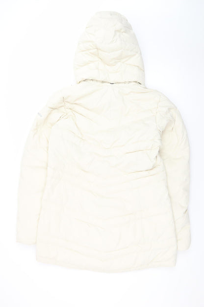 Columbia Women Ivory Long Hooded Puffer Coat L