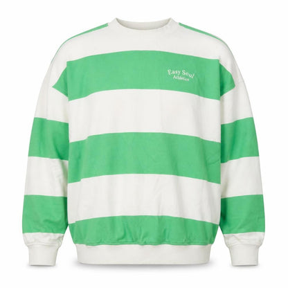 Divided Men's Green White Striped Pullover Sweatshirt S