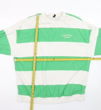Divided Men's Green White Striped Pullover Sweatshirt S