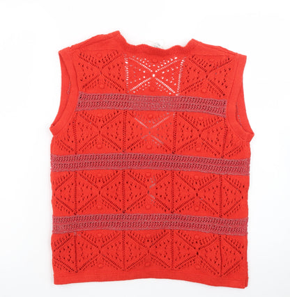 Marks and Spencer Women's Red Knit Sleeveless Tassel Vest S