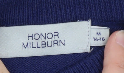 Honor Millburn Women's Blue Mock Neck Beaded Jumper Size 14-16