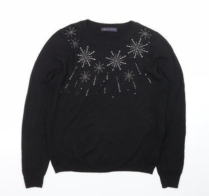 Marks and Spencer Women's Black Sequin Knit Jumper Size M