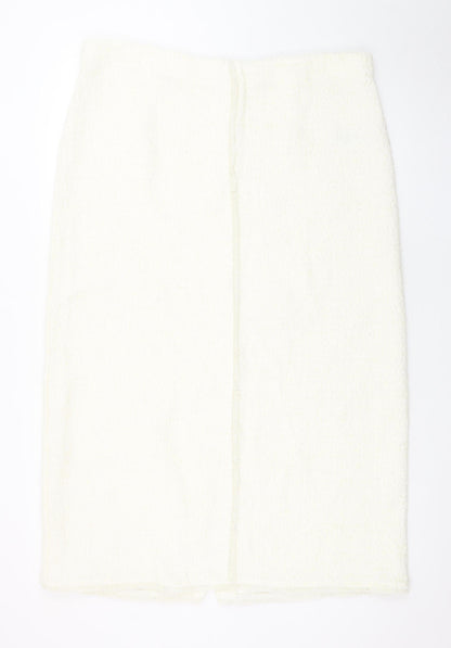 Marks and Spencer Women Ivory Tweed Pencil Skirt Size 18
