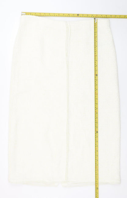Marks and Spencer Women Ivory Tweed Pencil Skirt Size 18